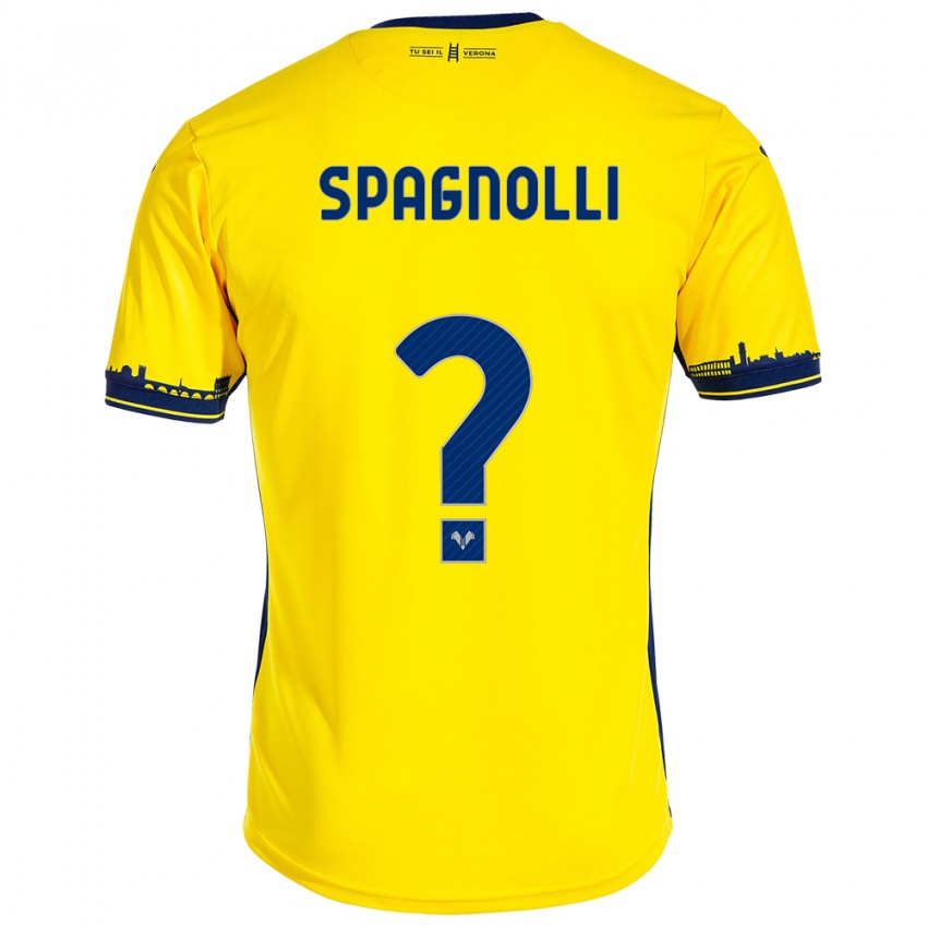 Męski Matteo Spagnolli #0 Żółty Wyjazdowa Koszulka 2023/24 Koszulki Klubowe