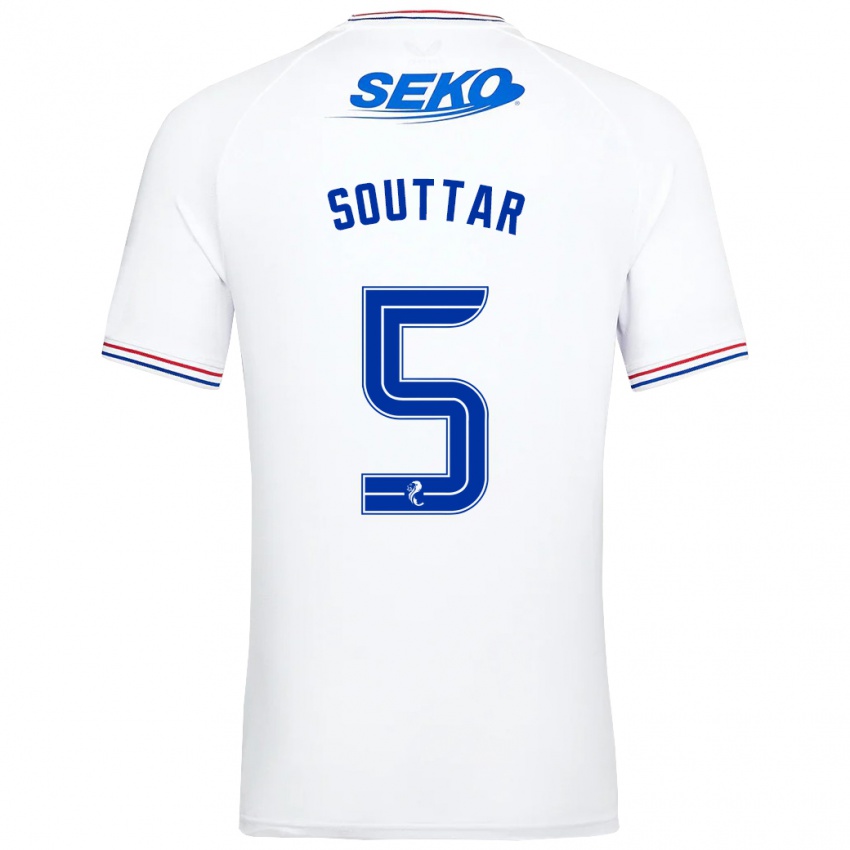 Męski John Souttar #5 Biały Wyjazdowa Koszulka 2023/24 Koszulki Klubowe