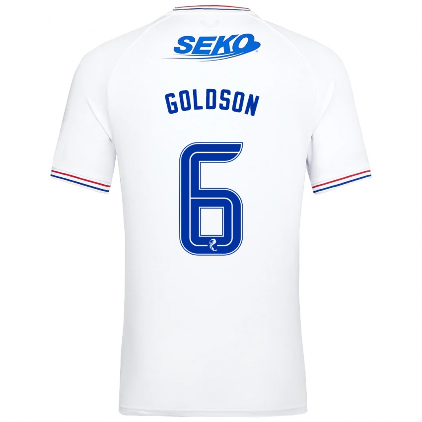 Męski Connor Goldson #6 Biały Wyjazdowa Koszulka 2023/24 Koszulki Klubowe