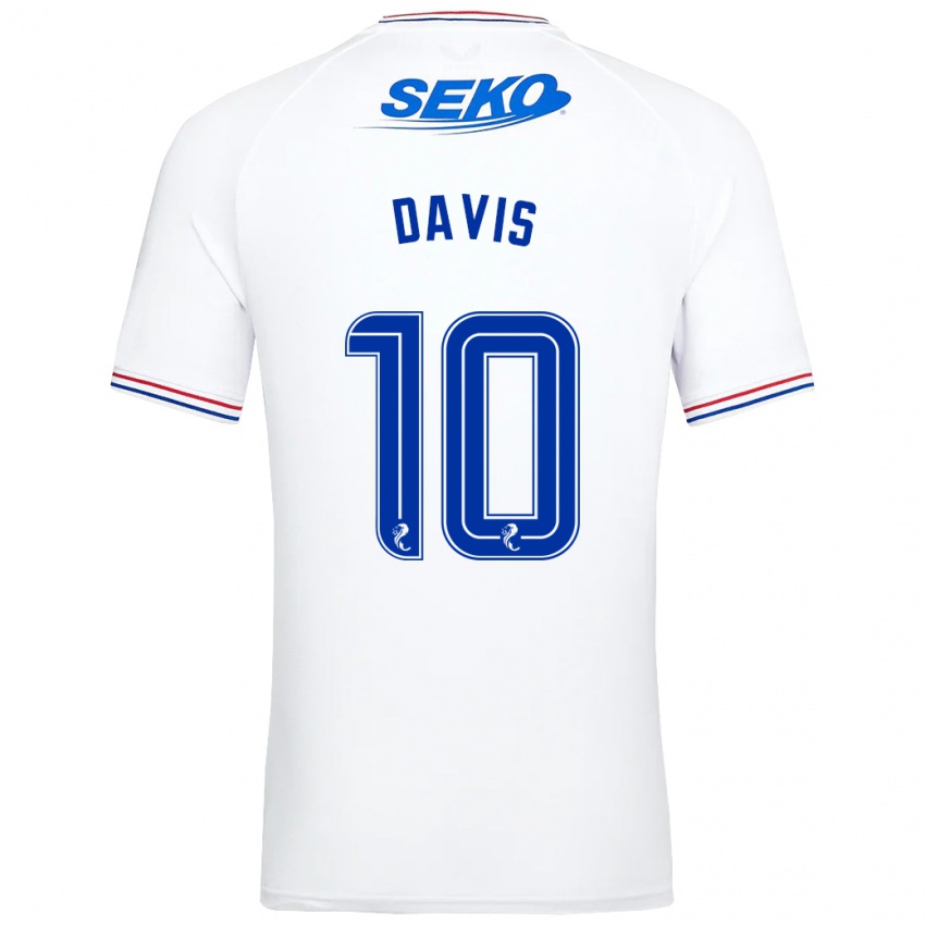 Męski Steven Davis #10 Biały Wyjazdowa Koszulka 2023/24 Koszulki Klubowe