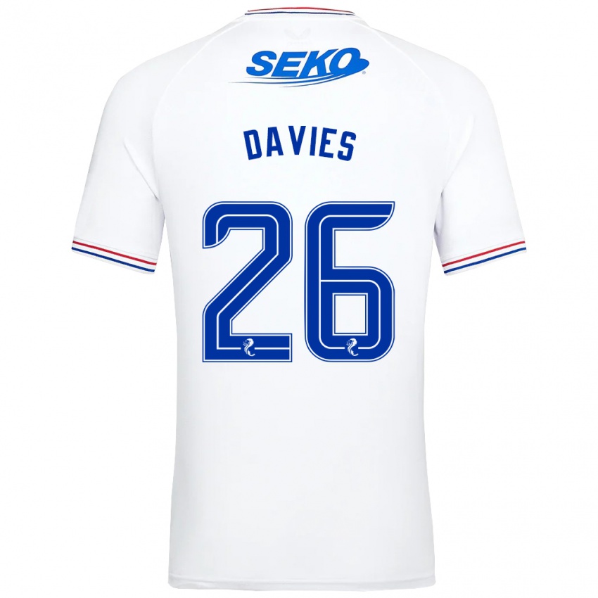 Męski Ben Davies #26 Biały Wyjazdowa Koszulka 2023/24 Koszulki Klubowe