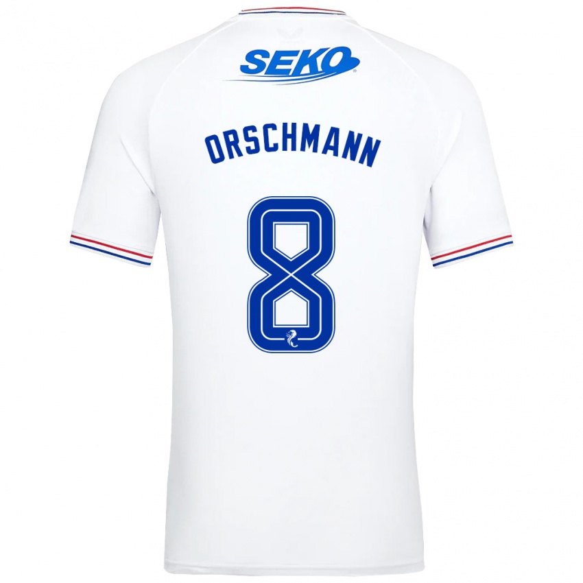 Męski Dina Orschmann #8 Biały Wyjazdowa Koszulka 2023/24 Koszulki Klubowe