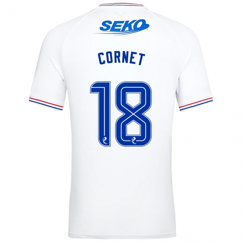 Męski Chelsea Cornet #18 Biały Wyjazdowa Koszulka 2023/24 Koszulki Klubowe