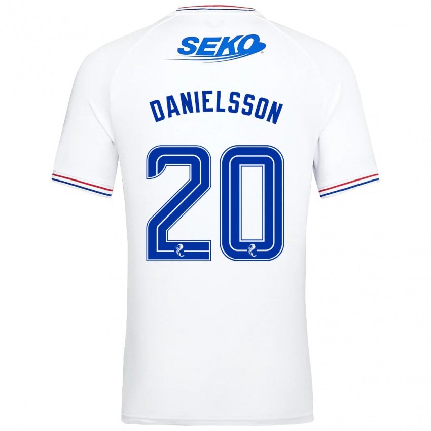 Męski Jenny Julia Danielsson #20 Biały Wyjazdowa Koszulka 2023/24 Koszulki Klubowe