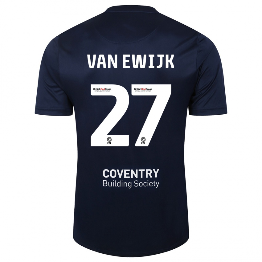 Męski Milan Van Ewijk #27 Czerwona Marynarka Wojenna Wyjazdowa Koszulka 2023/24 Koszulki Klubowe