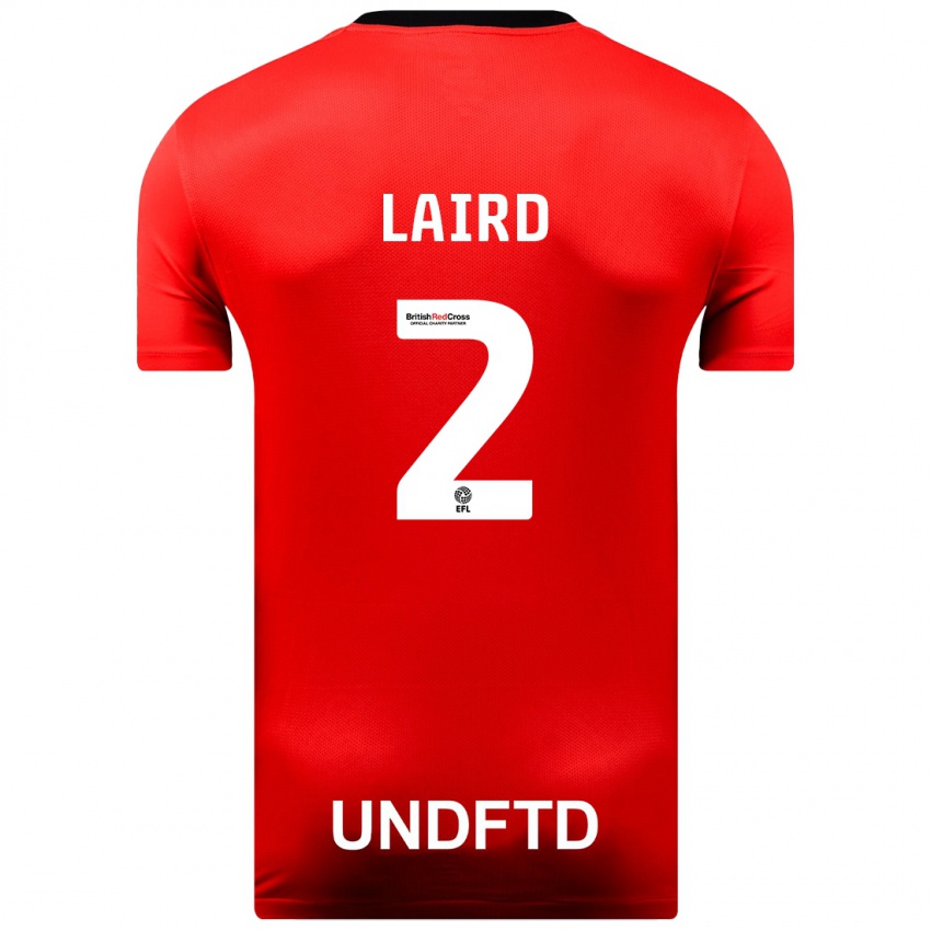 Męski Ethan Laird #2 Czerwony Wyjazdowa Koszulka 2023/24 Koszulki Klubowe