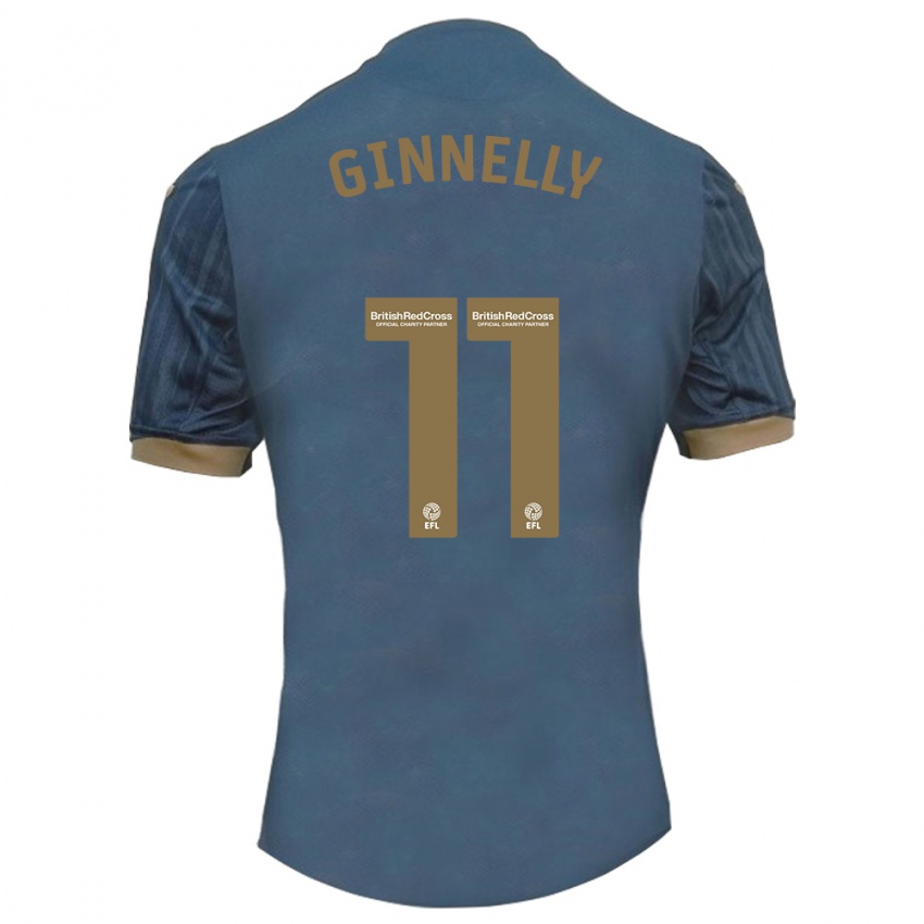 Męski Josh Ginnelly #11 Ciemny Turkusowy Wyjazdowa Koszulka 2023/24 Koszulki Klubowe
