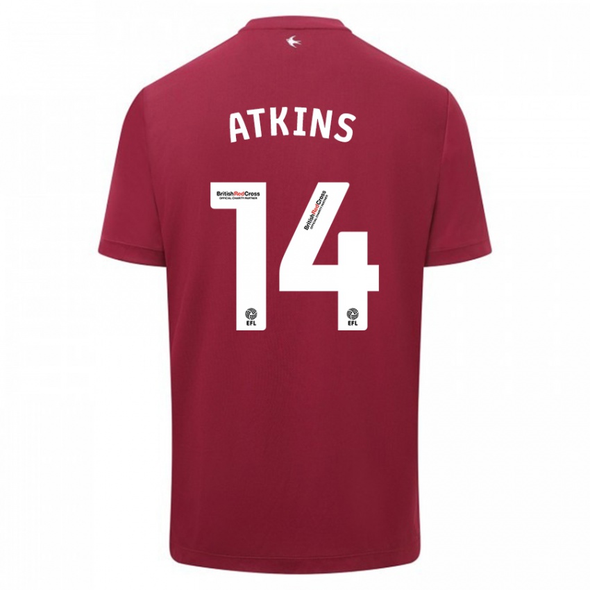 Męski Zoe Atkins #14 Czerwony Wyjazdowa Koszulka 2023/24 Koszulki Klubowe