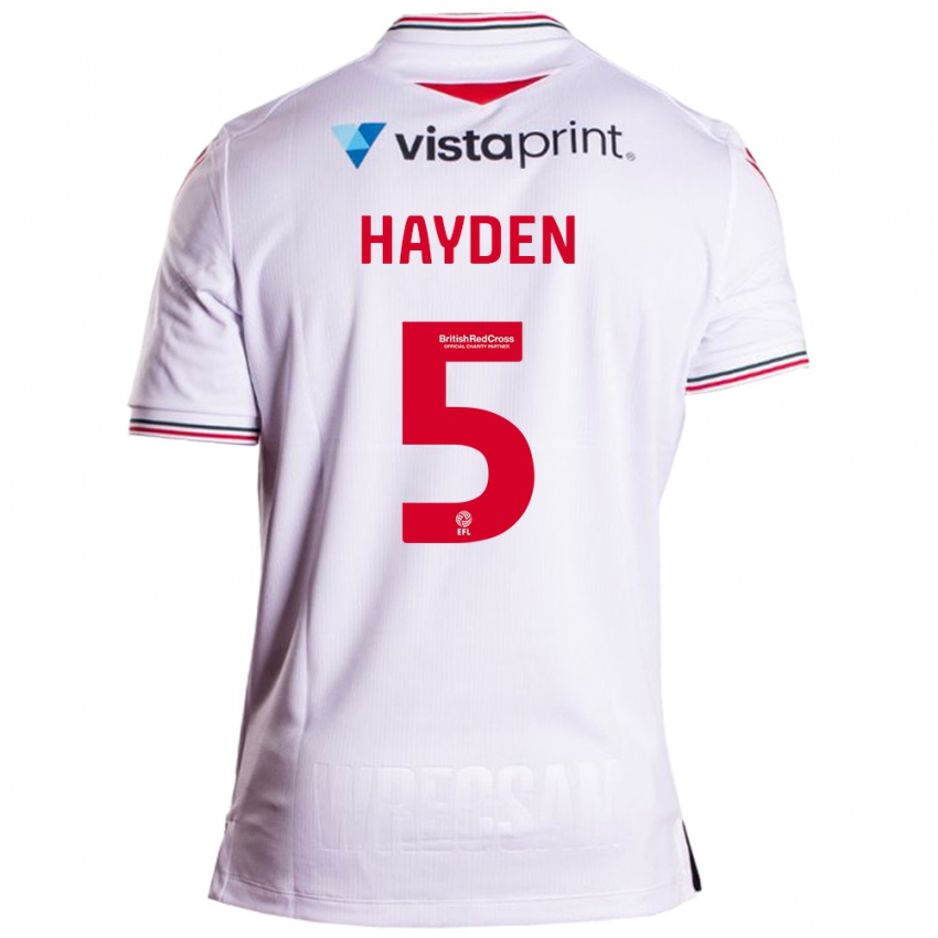 Męski Aaron Hayden #5 Biały Wyjazdowa Koszulka 2023/24 Koszulki Klubowe