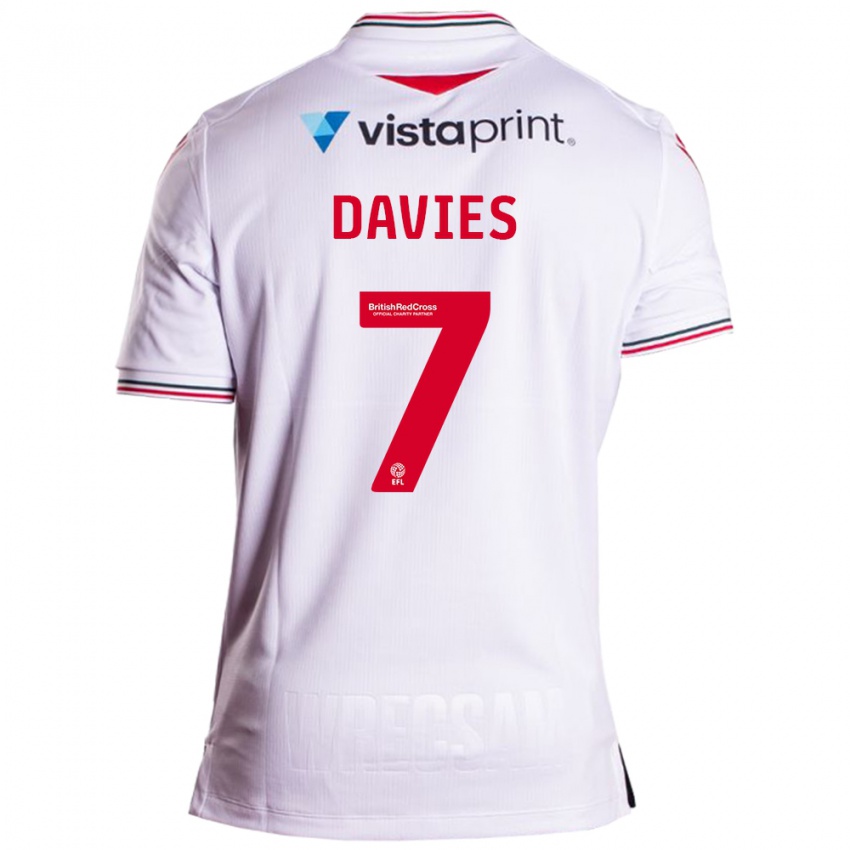 Męski Jordan Davies #7 Biały Wyjazdowa Koszulka 2023/24 Koszulki Klubowe