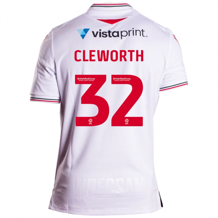 Męski Max Cleworth #32 Biały Wyjazdowa Koszulka 2023/24 Koszulki Klubowe