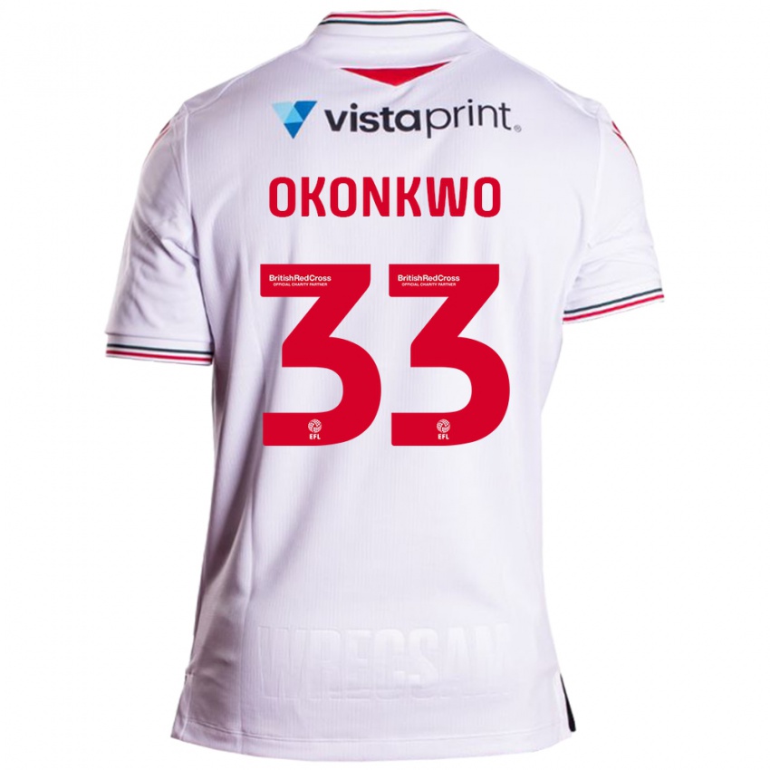 Męski Arthur Okonkwo #33 Biały Wyjazdowa Koszulka 2023/24 Koszulki Klubowe