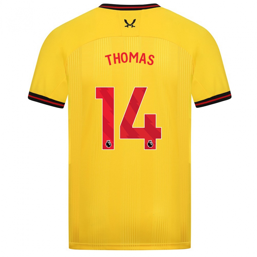 Męski Luke Thomas #14 Żółty Wyjazdowa Koszulka 2023/24 Koszulki Klubowe