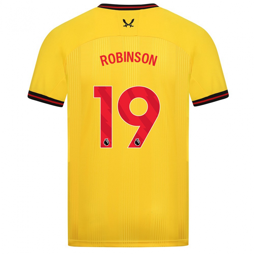 Męski Jack Robinson #19 Żółty Wyjazdowa Koszulka 2023/24 Koszulki Klubowe