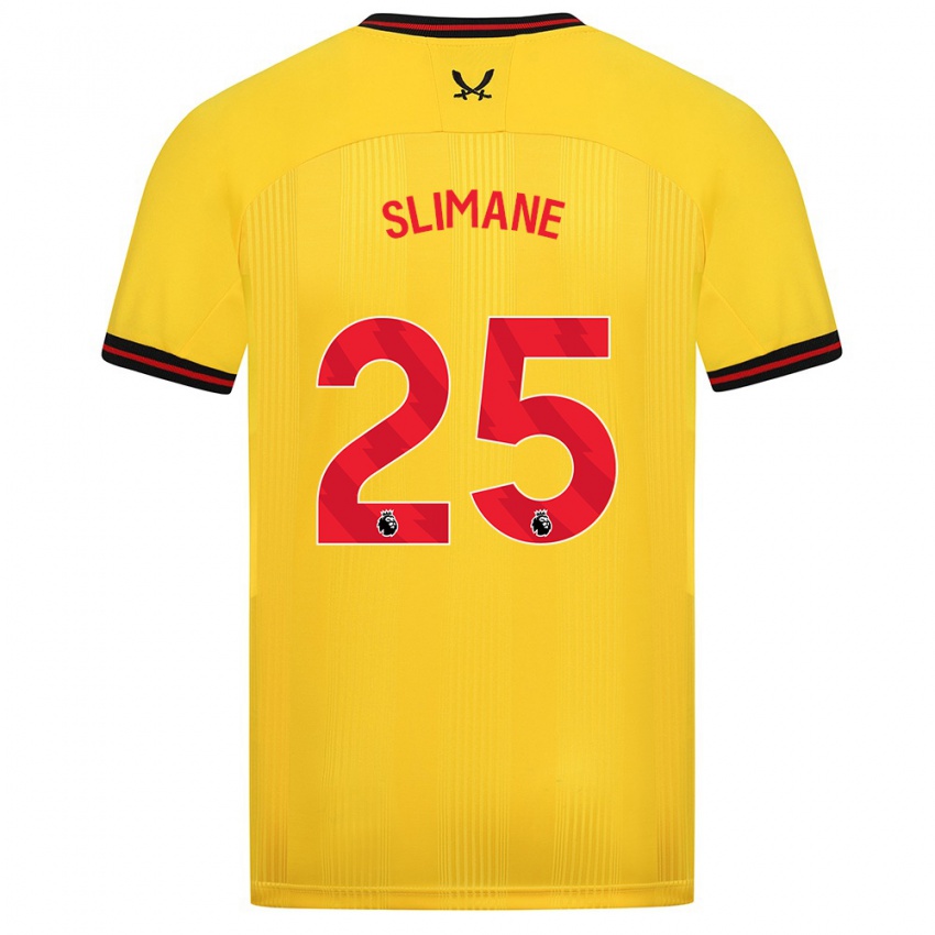 Męski Anis Slimane #25 Żółty Wyjazdowa Koszulka 2023/24 Koszulki Klubowe