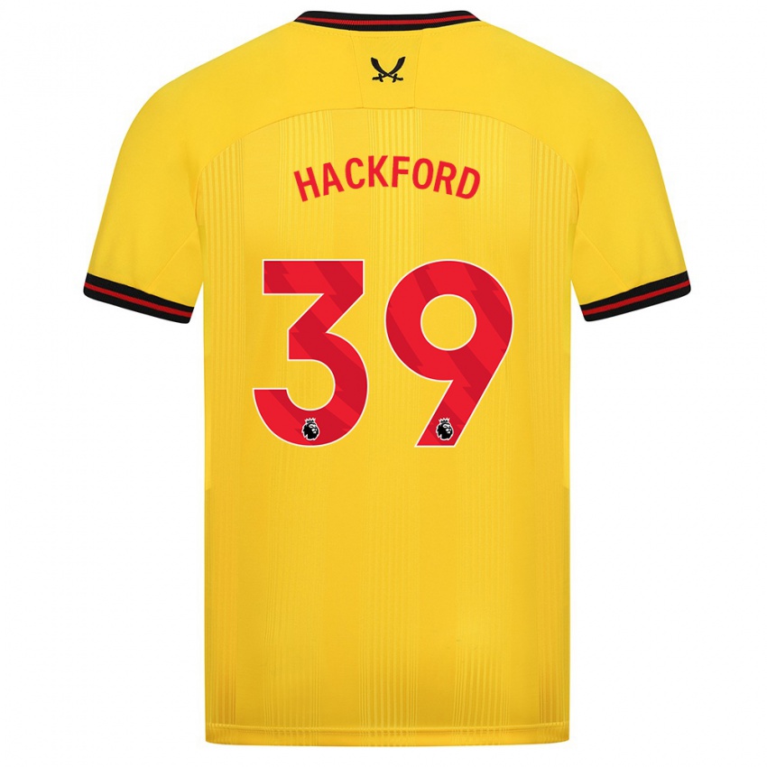 Męski Antwoine Hackford #39 Żółty Wyjazdowa Koszulka 2023/24 Koszulki Klubowe
