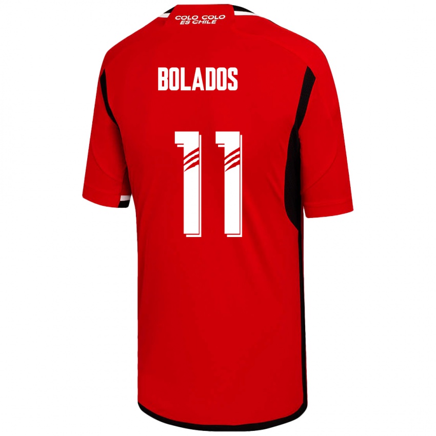 Męski Marcos Bolados #11 Czerwony Wyjazdowa Koszulka 2023/24 Koszulki Klubowe