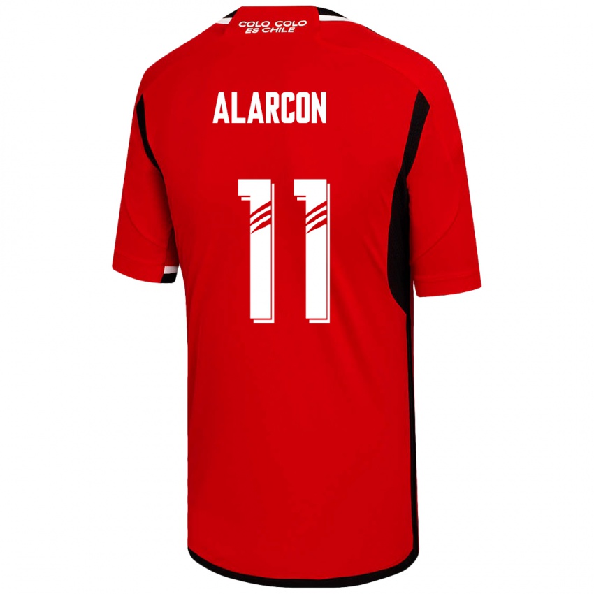 Męski Antonia Alarcón #11 Czerwony Wyjazdowa Koszulka 2023/24 Koszulki Klubowe