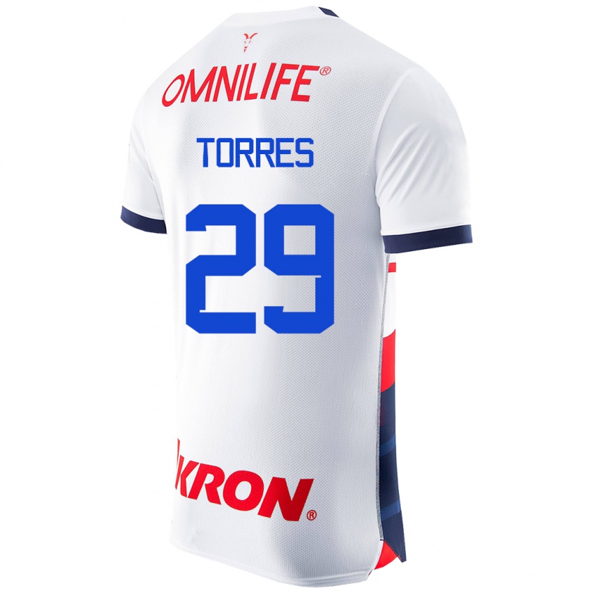 Męski Alan Torres #29 Biały Wyjazdowa Koszulka 2023/24 Koszulki Klubowe