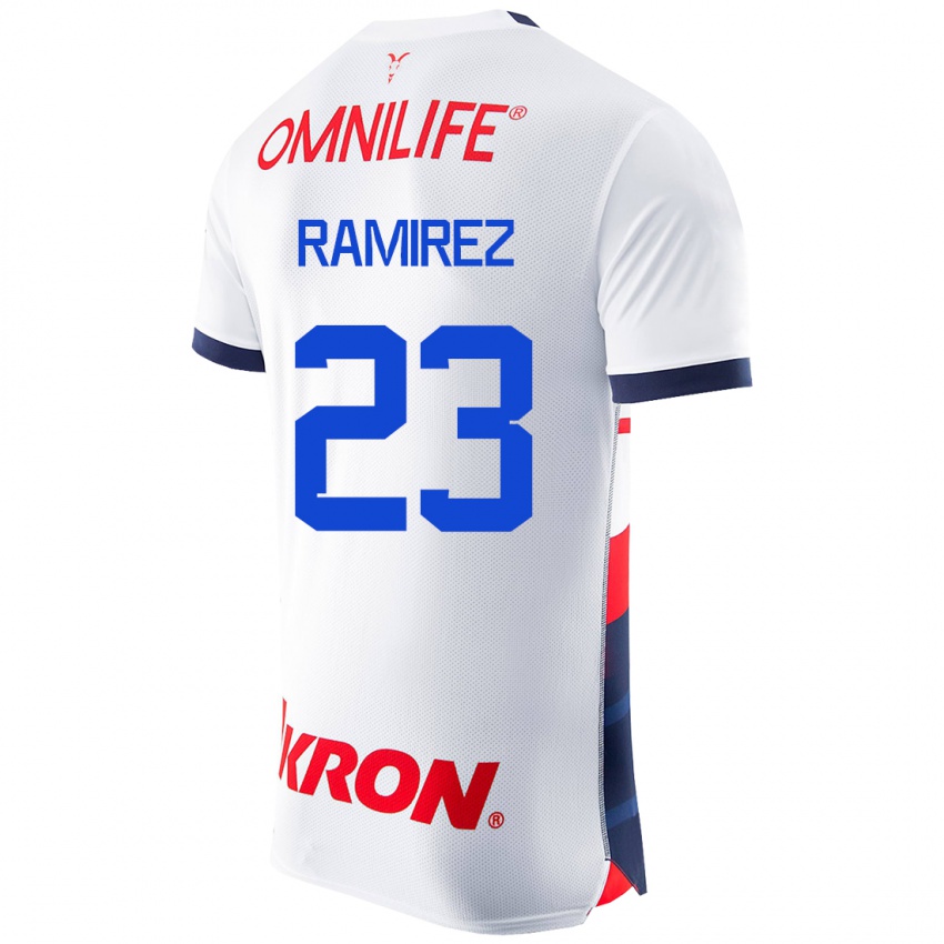 Męski Alessandra Ramírez #23 Biały Wyjazdowa Koszulka 2023/24 Koszulki Klubowe