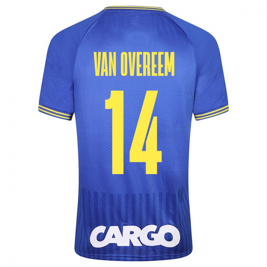 Męski Joris Van Overeem #14 Niebieski Wyjazdowa Koszulka 2023/24 Koszulki Klubowe