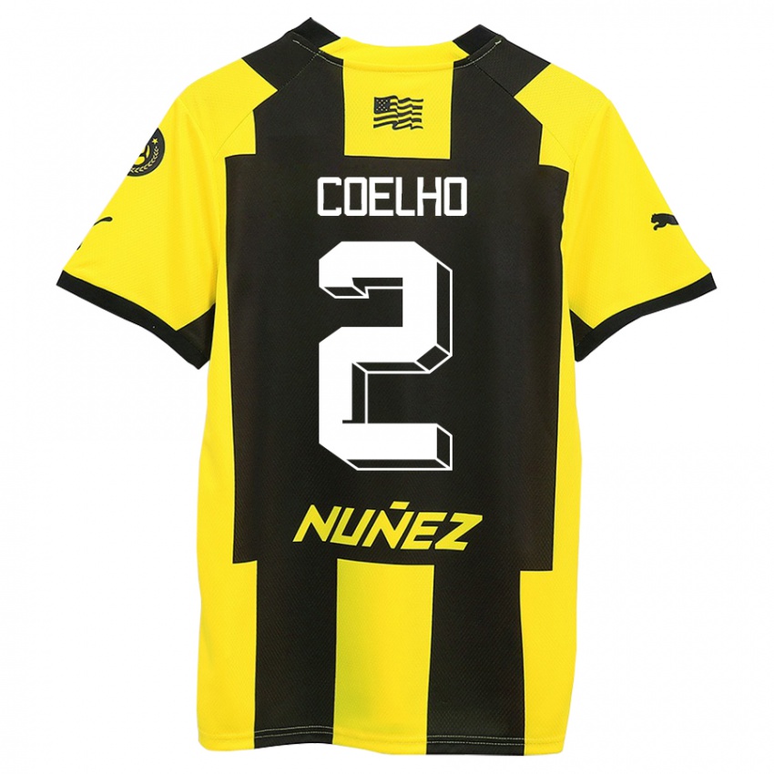 Kobiety Léo Coelho #2 Żółty Czarny Domowa Koszulka 2023/24 Koszulki Klubowe