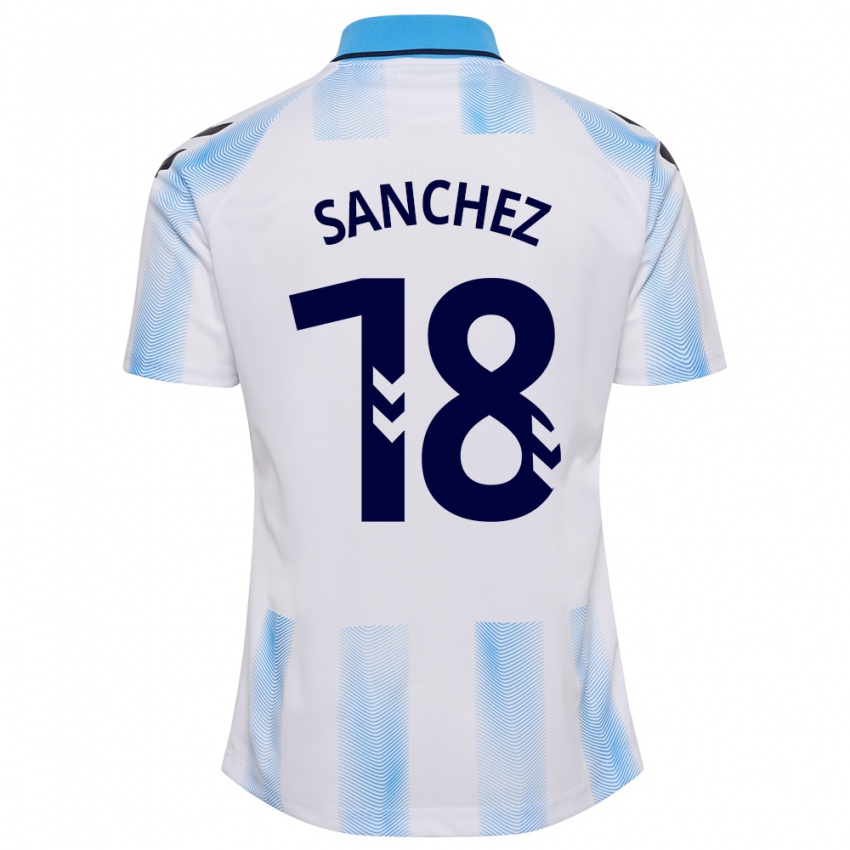 Kobiety Dani Sánchez #18 Biało Niebieski Domowa Koszulka 2023/24 Koszulki Klubowe