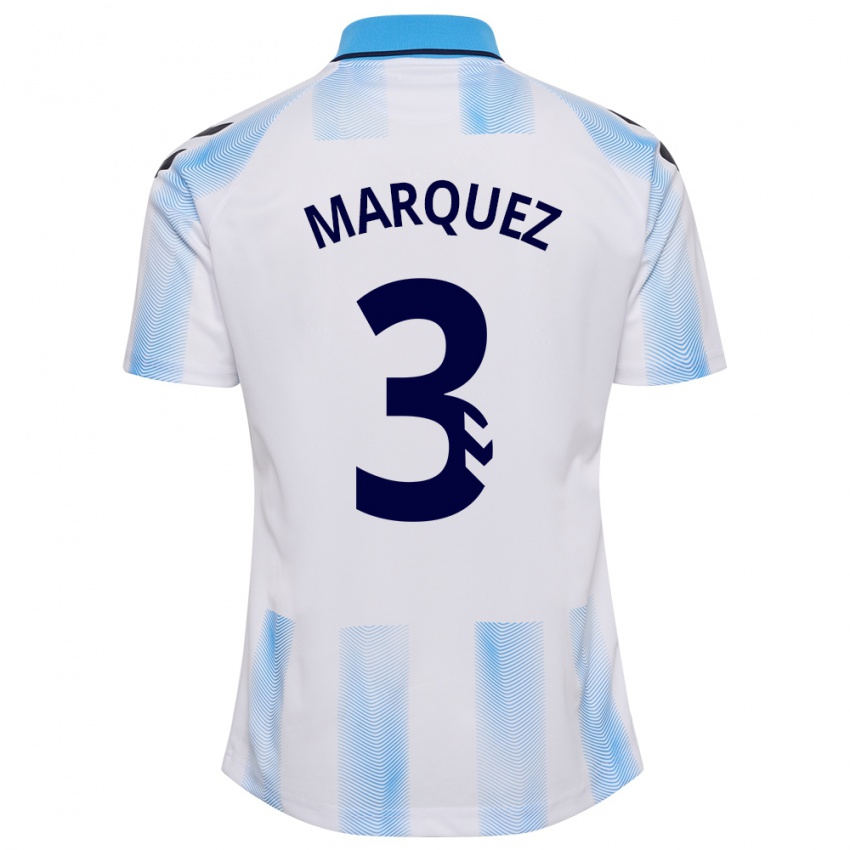 Kobiety David Márquez #3 Biało Niebieski Domowa Koszulka 2023/24 Koszulki Klubowe