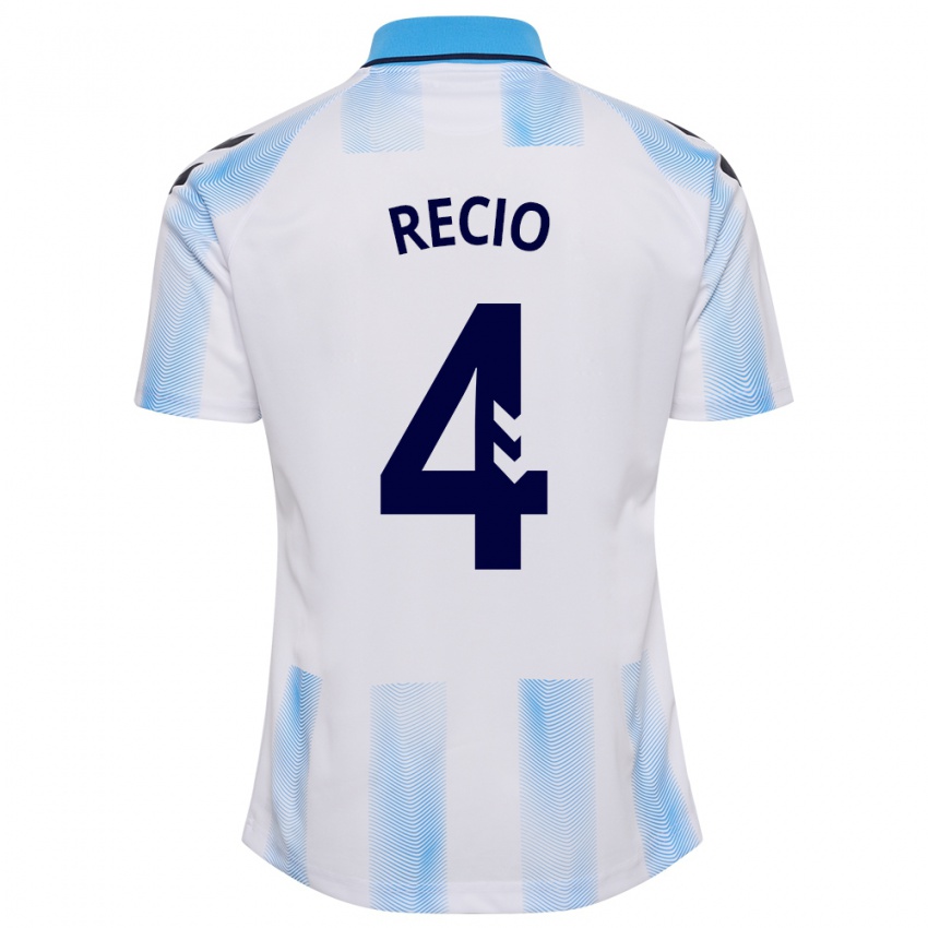 Kobiety Ángel Recio #4 Biało Niebieski Domowa Koszulka 2023/24 Koszulki Klubowe
