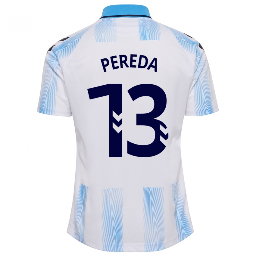 Kobiety Adrián Pereda #13 Biało Niebieski Domowa Koszulka 2023/24 Koszulki Klubowe