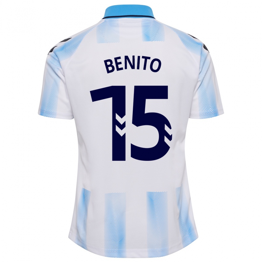 Kobiety Iván Benito #15 Biało Niebieski Domowa Koszulka 2023/24 Koszulki Klubowe