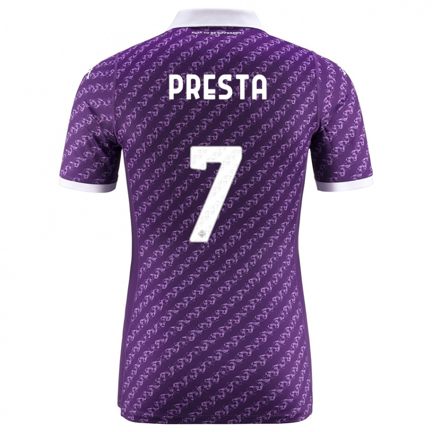 Kobiety Francesco Presta #7 Fioletowy Domowa Koszulka 2023/24 Koszulki Klubowe