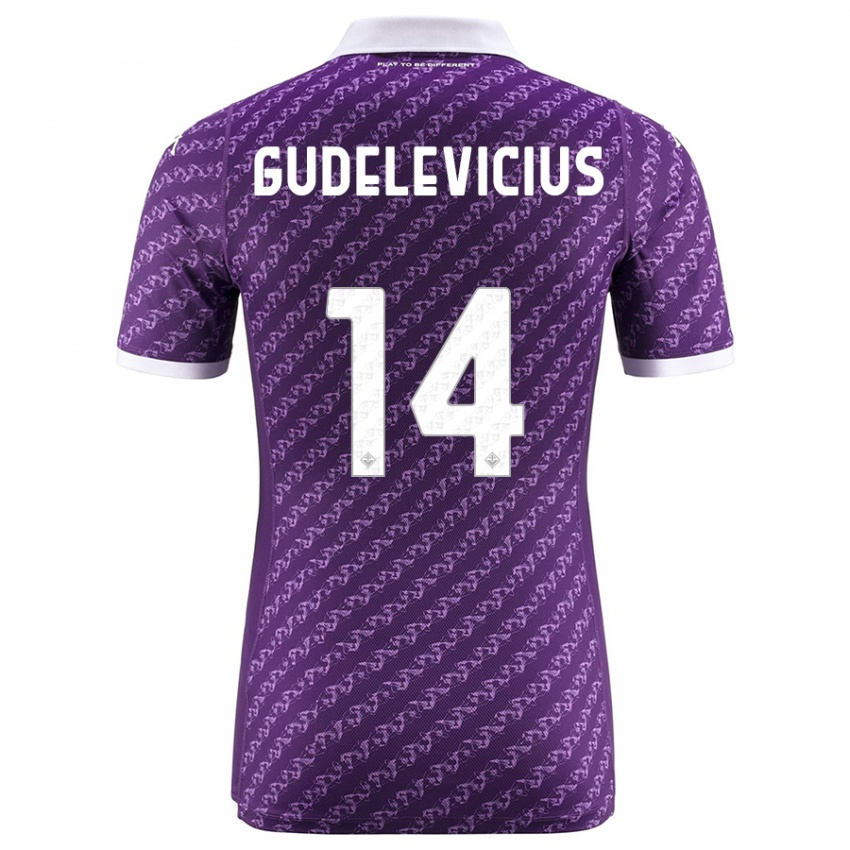 Kobiety Ernestas Gudelevicius #14 Fioletowy Domowa Koszulka 2023/24 Koszulki Klubowe