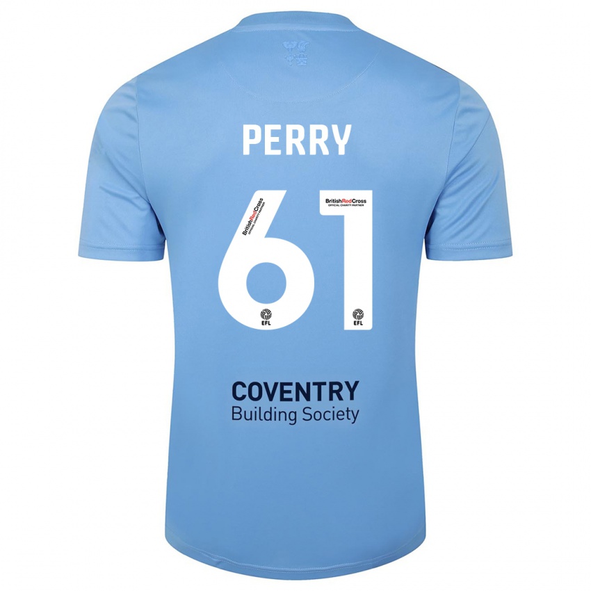 Kobiety Callum Perry #61 Niebieskie Niebo Domowa Koszulka 2023/24 Koszulki Klubowe