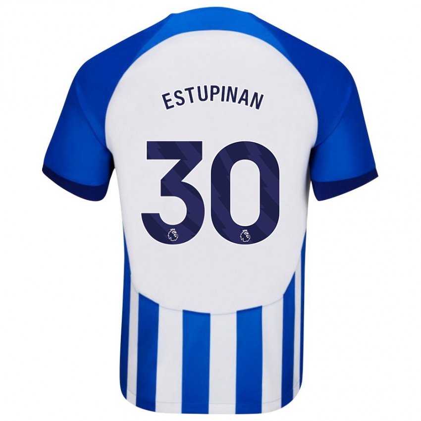 Kobiety Pervis Estupinan #30 Niebieski Domowa Koszulka 2023/24 Koszulki Klubowe