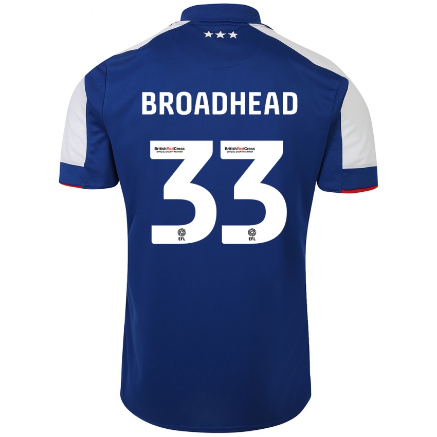 Kobiety Nathan Broadhead #33 Niebieski Domowa Koszulka 2023/24 Koszulki Klubowe