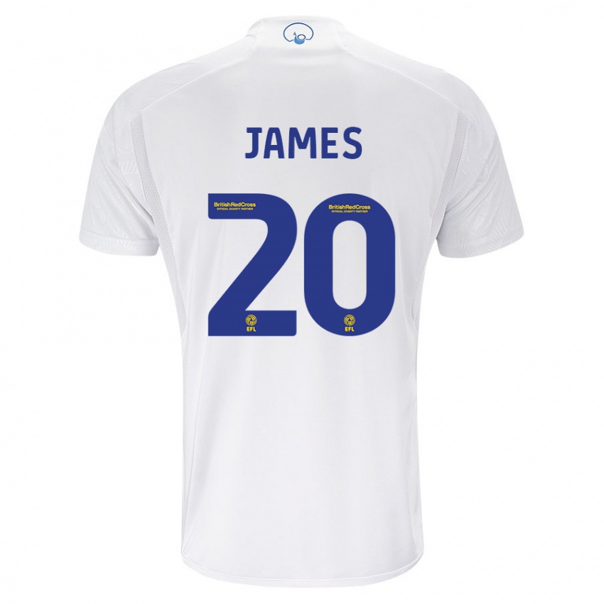 Kobiety Daniel James #20 Biały Domowa Koszulka 2023/24 Koszulki Klubowe