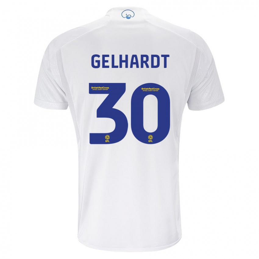 Kobiety Joe Gelhardt #30 Biały Domowa Koszulka 2023/24 Koszulki Klubowe