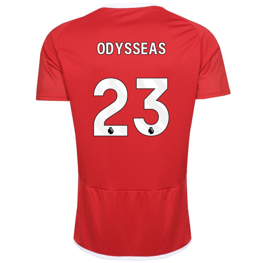 Kobiety Odysseas Vlachodimos #23 Czerwony Domowa Koszulka 2023/24 Koszulki Klubowe