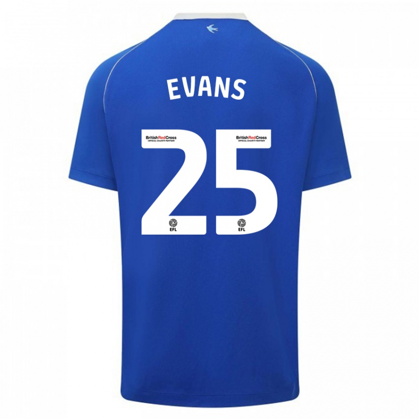 Kobiety Kieron Evans #25 Niebieski Domowa Koszulka 2023/24 Koszulki Klubowe