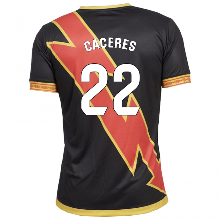 Kobiety Daniel Cáceres #22 Czarny Wyjazdowa Koszulka 2023/24 Koszulki Klubowe
