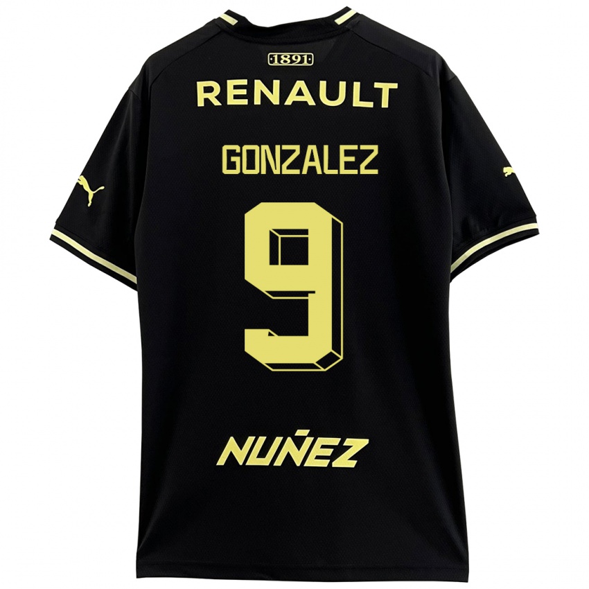 Kobiety Franco González #9 Czarny Wyjazdowa Koszulka 2023/24 Koszulki Klubowe