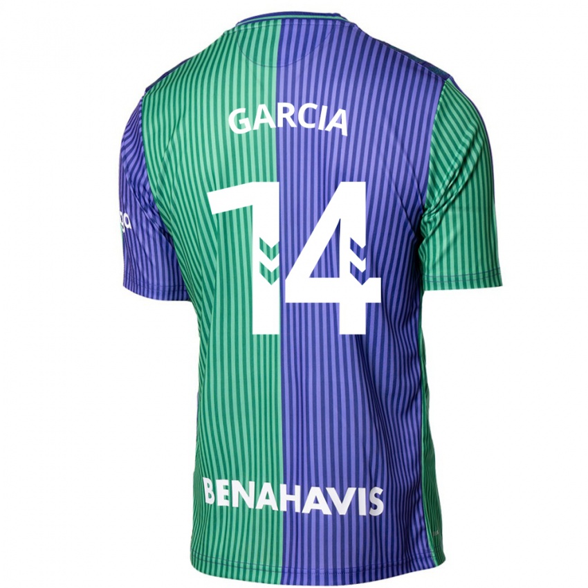 Kobiety Víctor García #14 Zielono-Niebieski Wyjazdowa Koszulka 2023/24 Koszulki Klubowe