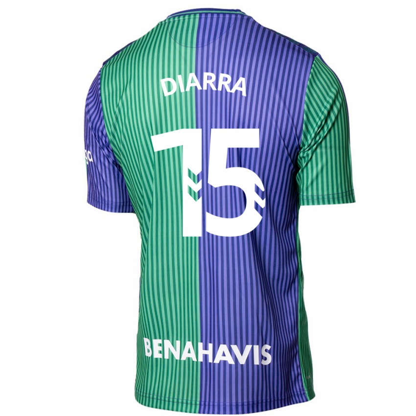 Kobiety Moussa Diarra #15 Zielono-Niebieski Wyjazdowa Koszulka 2023/24 Koszulki Klubowe