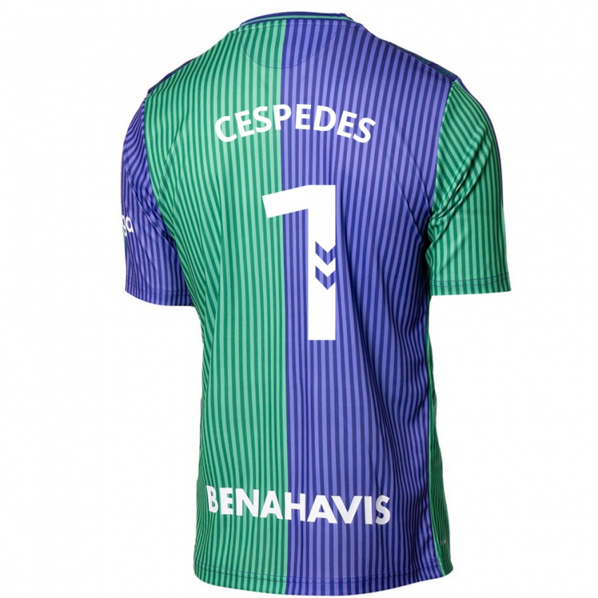 Kobiety Andrés Céspedes #1 Zielono-Niebieski Wyjazdowa Koszulka 2023/24 Koszulki Klubowe