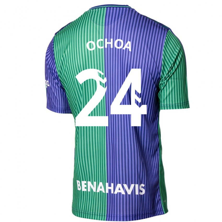 Kobiety Aarón Ochoa #24 Zielono-Niebieski Wyjazdowa Koszulka 2023/24 Koszulki Klubowe