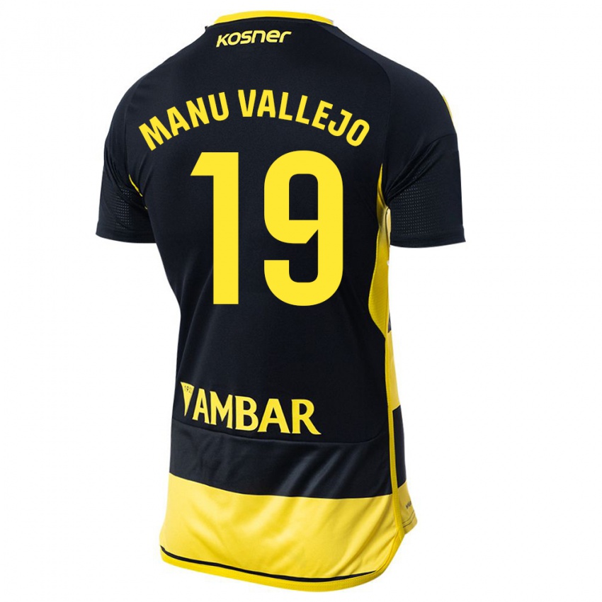 Kobiety Manu Vallejo #19 Czarno Żółty Wyjazdowa Koszulka 2023/24 Koszulki Klubowe
