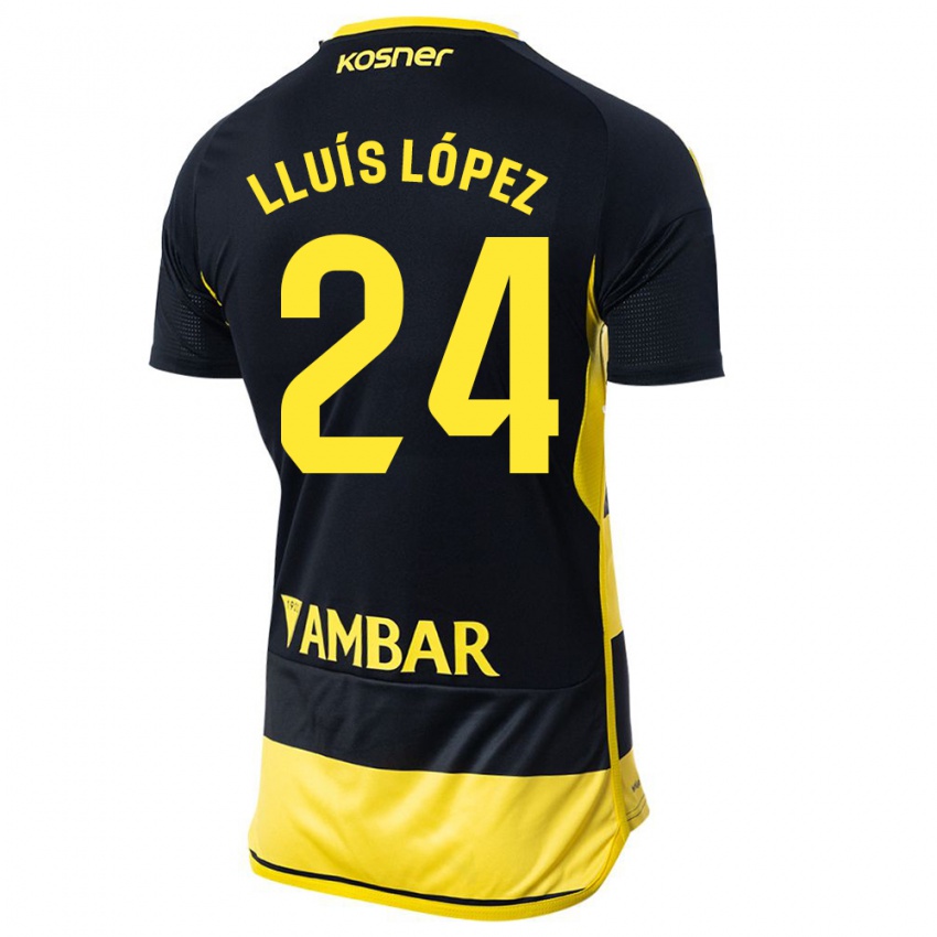 Kobiety Lluís López #24 Czarno Żółty Wyjazdowa Koszulka 2023/24 Koszulki Klubowe
