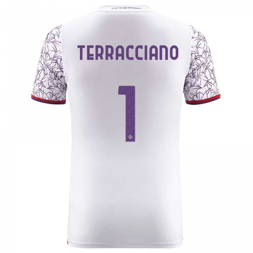 Kobiety Pietro Terracciano #1 Biały Wyjazdowa Koszulka 2023/24 Koszulki Klubowe