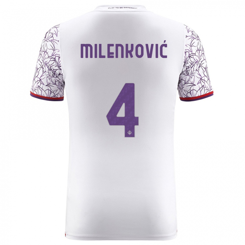 Kobiety Nikola Milenkovic #4 Biały Wyjazdowa Koszulka 2023/24 Koszulki Klubowe